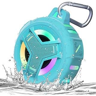 Upgrade Your Life With This: EBODA Waterproof Bluetooth Shower Speaker, IPX7 Floating Portable Wireless Small Speakers, 24H Playtime with RGB Light for Kayak, Beach, Pool Accessories, Gifts for unisex -Sky Blue