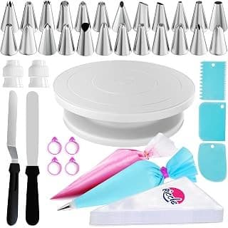 Hidden Gem Find: Riccle 88 pcs Cake Decorating Kit with Cake Turntable - Includes 50 Disposable + 2 Reusable Piping Bags and Tips Set, 24 Icing Piping Tips, 2 Spatulas, 3 Icing Comb Scraper, Baking Supplies