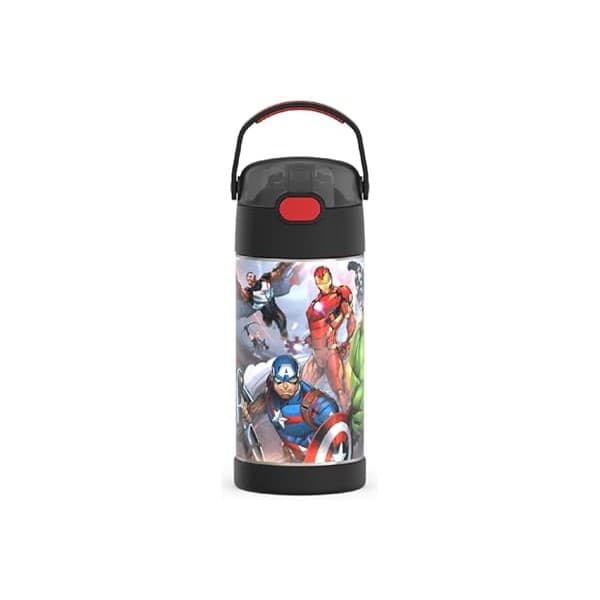 This Solves the Problem: THERMOS FUNTAINER Water Bottle with Straw - 12 Ounce - Kids Stainless Steel Vacuum Insulated Water Bottle with Lid, Avengers
