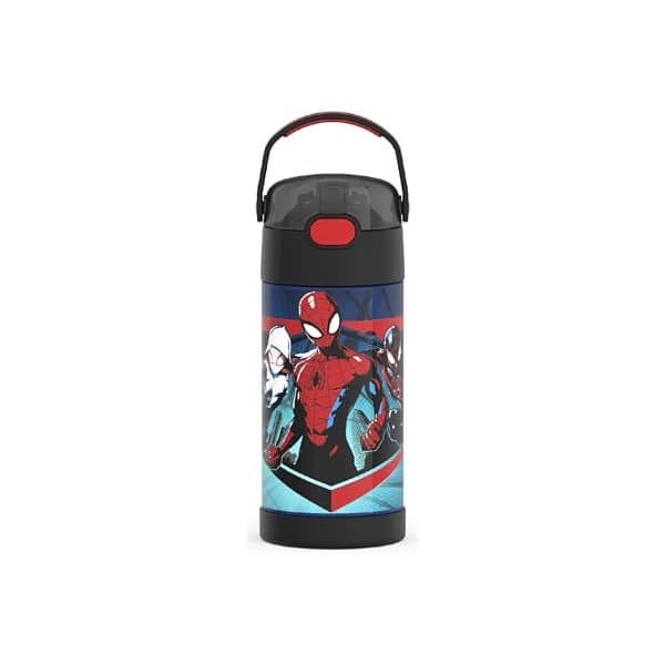 Amazon's Choice: THERMOS FUNTAINER Water Bottle with Straw, 12oz, Spider-Man | Kids Stainless Steel Insulated Water Bottle, Keeps Drinks Cold Longer for School & Play, BPA-Free