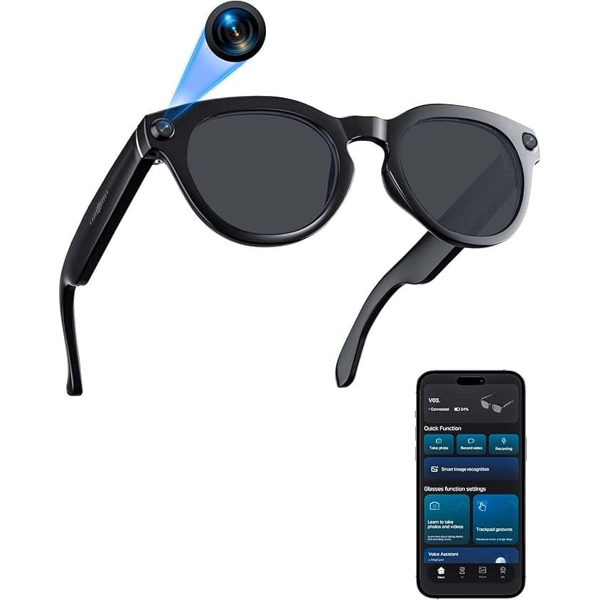 Kitchen Hack Alert: AI Smart Glasses with 8MP Camera, Continuous 12-Min 1200P Video Recording, Real-Time Translation & Voice Assistant, Open-Ear Bluetooth Audio for Vlogging, Travel & Meetings