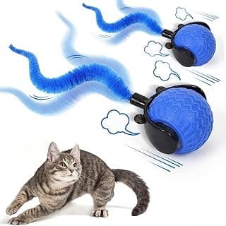 Trending on Amazon: Interactive Toys for Cats, 2026 New Interactive Cat Toy Ball, Automatic Moving Cat Toy for Indoor Use, Rechargeable Feather Tail Cat Toy with Stimulation for Small Medium Large Cats (2 * Blue)