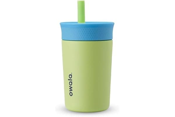 Owala Tumbler Kids Stainless Steel Water Bottle 12 oz Turtley Awesome | Insulated | Spill-Resistant Lid | Reusable Straw | Double-Wall Vacuum Insulation | Cup-Holder Friendly