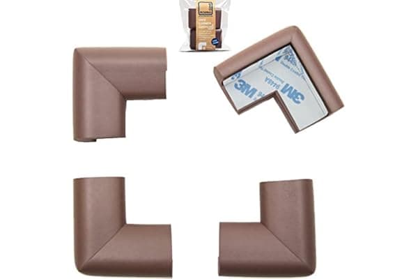Roving Cove HeftyFit Corner Protector for Baby (4 Large Corners), Heavy-Duty Soft Rubber Foam Furniture Corner Bumper Guards, 3M Adhesive Pre-Taped, Coffee Brown