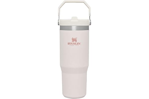 STANLEY IceFlow Flip Straw Tumbler with Handle 30 oz | Twist On Lid and Flip Up Straw | Leak Resistant Water Bottle | Insulated Stainless Steel |BPA-Free | Rose Quartz 1.0