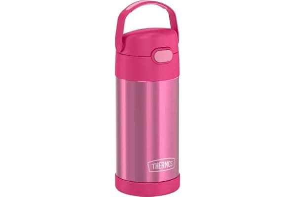 THERMOS FUNTAINER Water Bottle with Straw, 12oz, Pink | Kids Stainless Steel Insulated Water Bottle, Keeps Drinks Cold Longer for School & Play, BPA-Free
