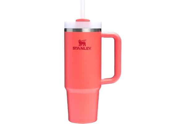 Stanley Quencher H2.0 Tumbler with Handle and Straw 30 oz | Flowstate 3-Position Lid | Cup Holder Compatible for Travel | Insulated Stainless Steel Cup | BPA-Free | Hot Coral