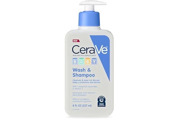 CeraVe Baby Wash & Shampoo, Fragrance, Paraben, & Sulfate Free Shampoo for Tear-Free Baby Bath Time, 8 Ounce