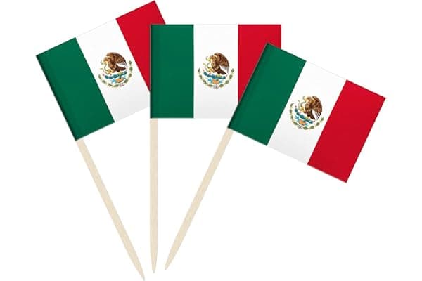 100 Pack Mexico Flag Mexican Toothpick Flags, Cocktail Picks Mini Stick Cupcake Toppers Country Picks Party Decoration Celebration Cocktail Food Bar Cake Flags (Mexico)