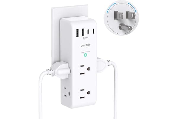 Surge Protector Outlet Extender with Rotating Plug, Multi Plug Wall Outlet | 6 AC Outlet Splitter 4 USB Ports (2 USB C),1800J USB Wall Charger, Plug Adapter Power Strip for Home Office Dorm Room Travel