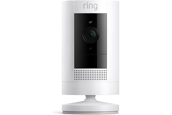 Ring Outdoor Cam (Stick Up Cam), Weather-resistant home or business HD security camera, Live View, Color Night Vision, Two-Way Talk, motion alerts, Works with Alexa, White