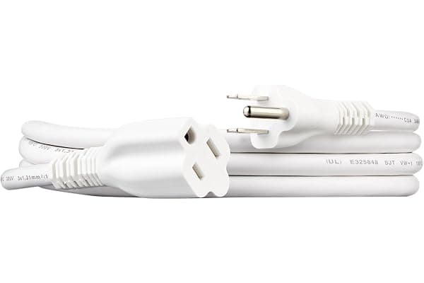 Amazon Basics Extension Cord, 3 Prong Outlet Extender, Indoor, 13 Amps, 125V, 6 Ft, White