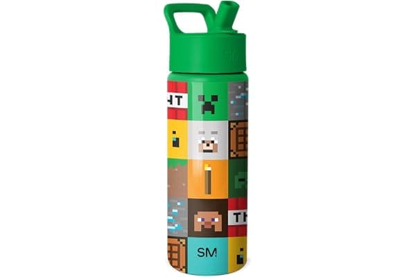 Simple Modern Minecraft Water Bottle & Toddler Cup | 18oz | Insulated Stainless Steel Minecraft Water Bottle, Tumbler with Straw | Spill Proof Bottle for Girls, Boys