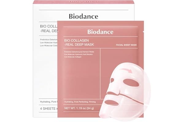 BIODANCE Bio-Collagen Real Deep Mask, Hydrating Overnight Hydrogel Face Mask, Pore Minimizing, Elasticity, Plumping, Travel Essentials & Self Care Gifts for Women, Korean Skin Care | 1.19oz(34g) x 4ea