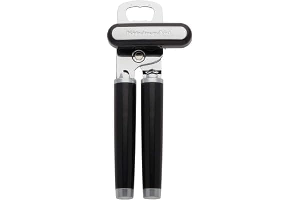 KitchenAid Classic Multifunction Can Opener and Bottle Opener Easy to Use, Razor Sharp Stainless Steel Cutting Wheel, Soft Ergonomic Handles, Black
