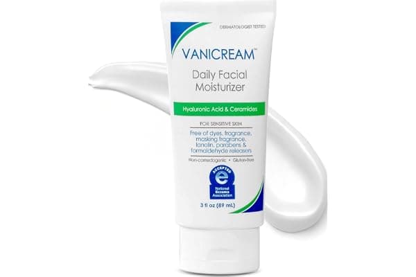 Vanicream Daily Facial Moisturizer, Lightweight, Non-Greasy, 3 Fl Oz | Formulated Without Common Irritants for Sensitive Skin, Moisturizing Face Cream with 5 Key Cermides and Hyaluronic Acid