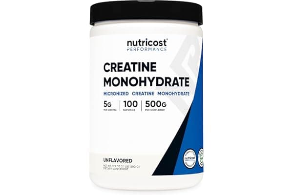 Nutricost Creatine Monohydrate Micronized Powder 500G, 100 Servings | 5000mg Per Serving (5g), 17.9 Oz