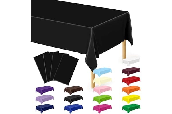 QZYL 4 PCS Picnic Table Cover with Bench Covers, Black Plastic Table Cloths, 54 X 108 in Disposable Waterproof Rectangle Table Covers for Camping Birthdays Weddings Parties Christmas