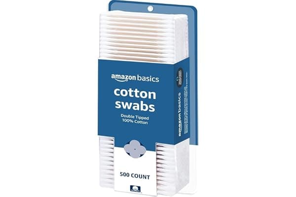 Amazon Basics Double-Tipped Cotton Swabs for Personal Hygiene and Baby Care, Cotton, Versatile, Baby Safe, 500 Count