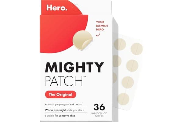 Amazon's Choice: Mighty Patch Original from Hero Cosmetics - Hydrocolloid Acne Pimple Patch for Zits and Blemishes, Spot Treatment Stickers for Face and Skin, Vegan and Cruelty Free (36 Count)