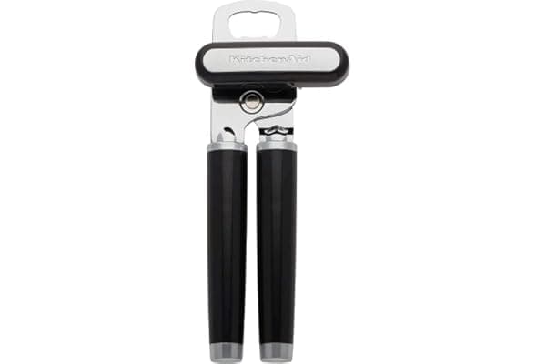 KitchenAid Classic Multifunction Can Opener and Bottle Opener Easy to Use, Razor Sharp Stainless Steel Cutting Wheel, Soft Ergonomic Handles, Black