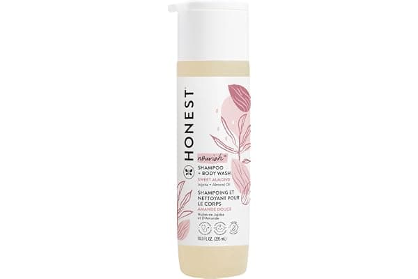 The Honest Company 2-in-1 Cleansing Shampoo Body Wash Gentle for Baby, Naturally Derived Tear-free Hypoallergenic Sweet Almond Nourish 10 fl oz