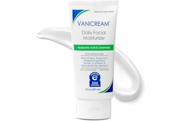 Vanicream Daily Facial Moisturizer, Face Cream with 5 Key Cermides & Hyaluronic Acid, 3 Fl Oz, Formulated Without Common Irritants for Sensitive Skin, Lightweight, Non-Greasy Hydration