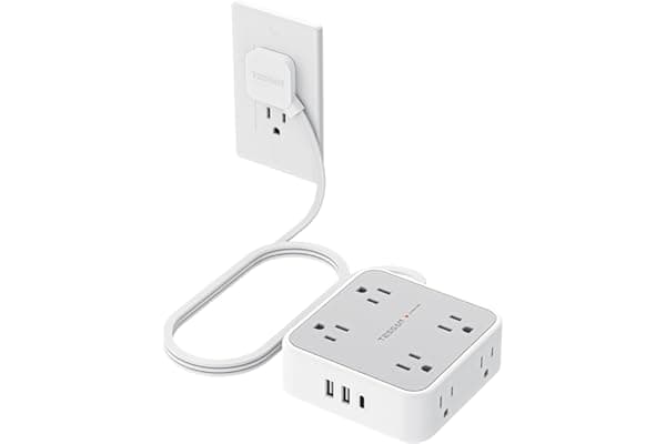 TESSAN Surge Protector Power Strip with 900J Surge Protection, 5 Ft, Grey | 8 AC with 3 USB Ports (1 USB C 20W PD), Flat Plug Extension Cord, 3 Sided Outlet Extender with Power Switch for Dorm Room
