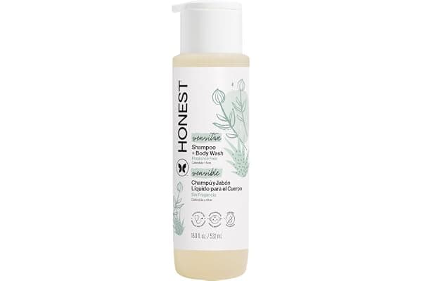 The Honest Company 2-in-1 Baby Shampoo & Body Wash, Fragrance-Free, Gentle, Tear-Free, Hypoallergenic, Naturally Derived, Sensitive Skin, 18 fl oz