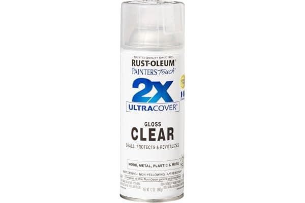 Rust-Oleum Painter's Touch 2X Ultra Cover Spray Paint, Gloss Clear | Indoor and Outdoor Surfaces (Metal, Wood, Plastic), Fast Dry, Durable, Sprays from Any Angle, Comfort Tip, Oil Based