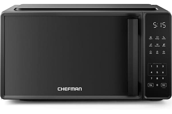 Chefman Countertop Microwave Oven 0.7 Cu. Ft., 700 Watts with 10 Power Levels, 6 Cooking Presets with One-Touch Express Cook, Eco Mode, Child Safety Lock, & Mute Button - Black