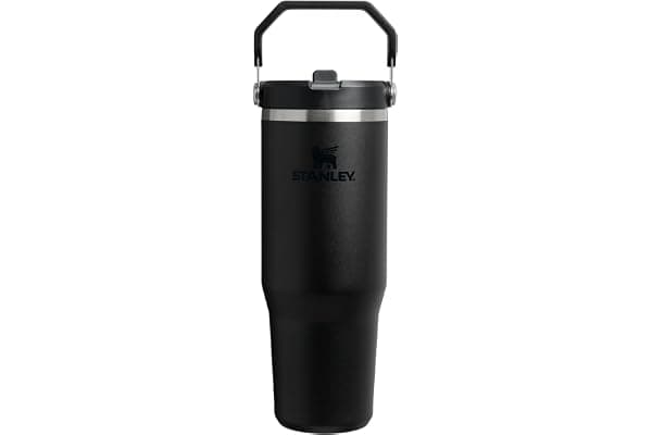 STANLEY IceFlow 2.0 Flip Straw Tumbler, 30 oz, Black 2.0 | Easy Carry Handle | Twist On Lid and Flip Up Straw | Leak Resistant Water Bottle | Insulated Stainless Steel | BPA-Free