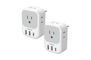 TESSAN 2 Pack European Travel Plug Adapter, Europe Power Converter 4 Outlets 3 USB(1 USB C PD 20W), Type C International Adaptor to Italy Spain France Portugal Iceland Germany, EU Travel Essentials