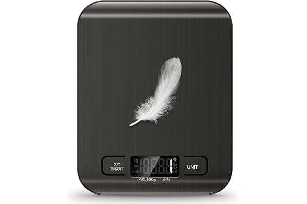 Food Scale, 11lb Kitchen Scale with 6 Units Tare Function & LCD Display, 0.05oz/1g Stainless Steel Digital Food Scale Grams and Ounces for Baking, Cooking, Dieting and Meal Prep (Black)