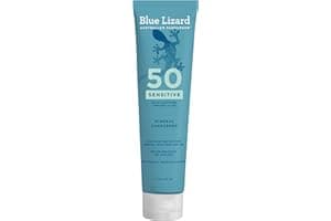 Blue Lizard Sensitive Mineral SPF 50 Sunscreen Lotion, 100% Mineral Sunscreen, UVA/UVB Protection, Infused with organic Aloe Vera, Soothes and Hydrates, 5 fl oz
