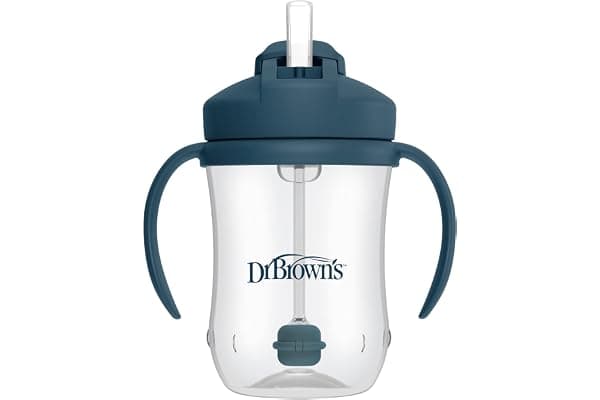 Dr. Brown's Milestones Baby's First Straw Cup, Training Cup with Weighted Straw, 9 oz/270 mL, BPA-free, 6m+, Dark Blue, 1-Pack