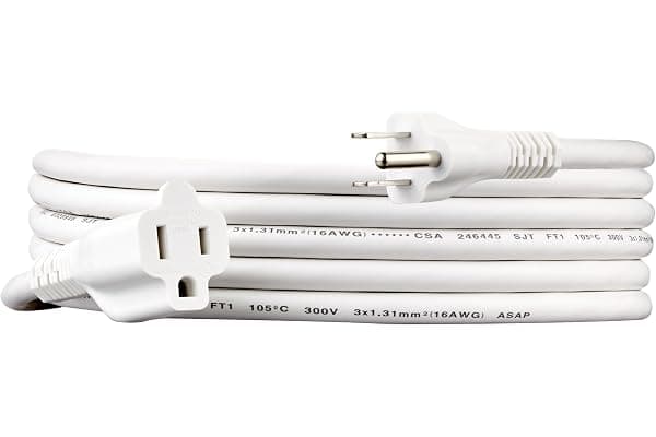 Amazon Basics Extension Cord, 10 Ft, 3-Prong Outlet Extender, Indoor Use, 13 Amps, 125V, White