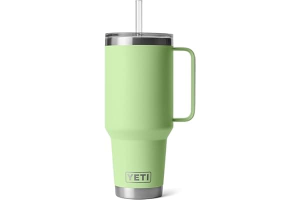 YETI Rambler 42 oz Tumbler with Handle and Straw Lid, Travel Mug Water Tumbler, Vacuum Insulated Cup with Handle, Stainless Steel, Key Lime