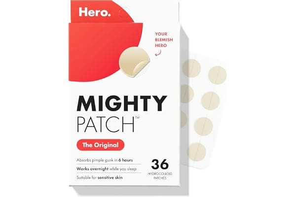 Mighty Patch Hero Cosmetics Original Nighttime Acne Pimple Patches, 36 Ct | #1 Hydrocolloid Acne Patches, Shrinking Zits & Whiteheads in 1 Use, Spot Treatment, Pimple Stickers for Face
