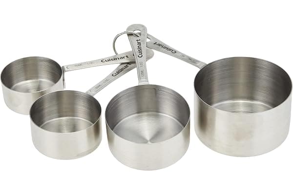 Cuisinart Mesh Strainers, 3 Count Set, CTG-00-3MS & CTG-00-SMP Stainless Steel Measuring Spoons, Set of 4 & CTG-00-SMC Measuring Cups, Set of 4, Silver