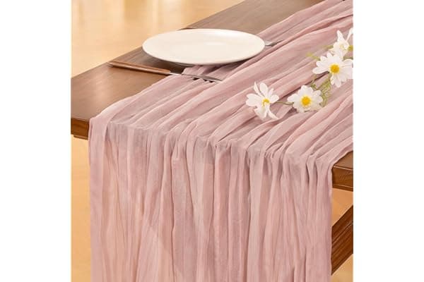 Pink Cheesecloth Table Runner Fall Boho Wedding Birthday Party Home Decor | Dusty Pink Rustic Gauze 10FT 120in Cheese Cloth Sheer Farmhouse Dining Runner for Baby Shower Bridal Holiday Decorations