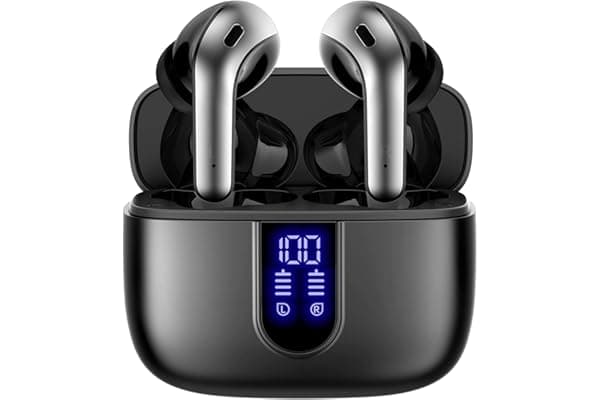 TAGRY Bluetooth Headphones True Wireless Earbuds 60H Playback LED Power Display Earphones with Wireless Charging Case IPX5 Waterproof in-Ear Ear buds with Mic for TV Smart Phone Laptop Computer Sports