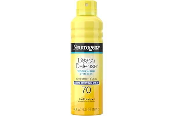 Neutrogena Beach Defense Sunscreen Spray SPF 70 Broad Spectrum UVA UVB Protection Lightweight Water Resistant up to 80 Minutes Beach-Strength Sun Protection for Whole Family, 6.5 oz