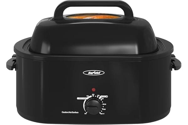 Price Drop: Sunvivi Roaster Oven, Electric Roaster Oven with Viewing Lid, 28lb 24-Quart Turkey Roaster with Unique Defrost/Warm Function, Large Roaster with Removable Pan & Rack, Stainless Steel, Black