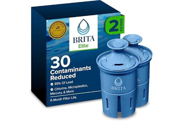 Brita Elite Replacement Water Filter, 2 Pack | WQA and NSF/ANSI Certified, Reduces Chlorine, Copper, Mercury & Cadmium, Lasts 2 Months, Household Essential
