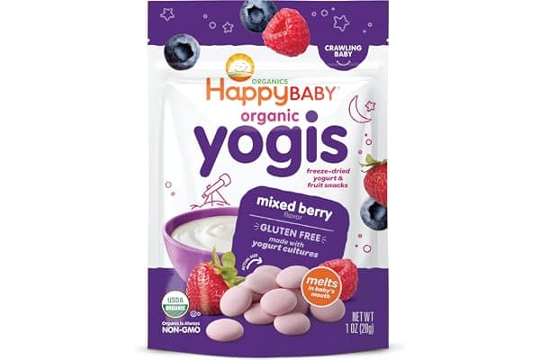 Happy Baby Organics Yogis Freeze-Dried Yogurt & Fruit Snacks, Mixed Berry, 1 Ounce (Pack of 1)
