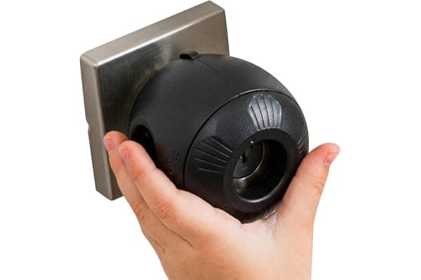 Child Safety Door Knob Cover (4 Pack) Hard-to-Remove Dual-Lock Door Handle Covers for Kids - Reusable Baby Proof Door Knob Locks - Installs Easily, No Tools Needed (Black)