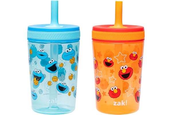 Zak Designs Sesame Street Kelso Toddler Tumblers For Travel or At Home, 15oz 2-Pack Durable Plastic Sippy Cups With Leak-Proof Design is Perfect For Kids (Elmo and Cookie Monster)