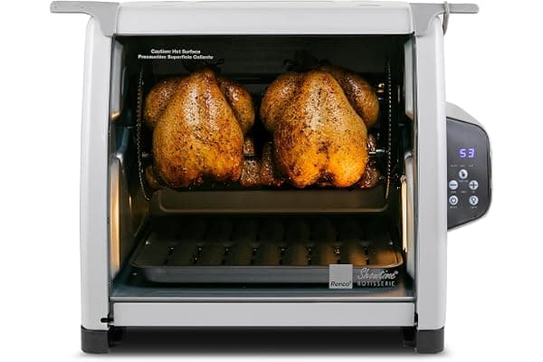 Ronco 6000 Platinum Digital Countertop Rotisserie Oven, 12-lb Capacity | Rotisserie chicken cooks perfectly, 3 functions - rotisserie, sear, no-heat rotation; basket included; auto shutoff