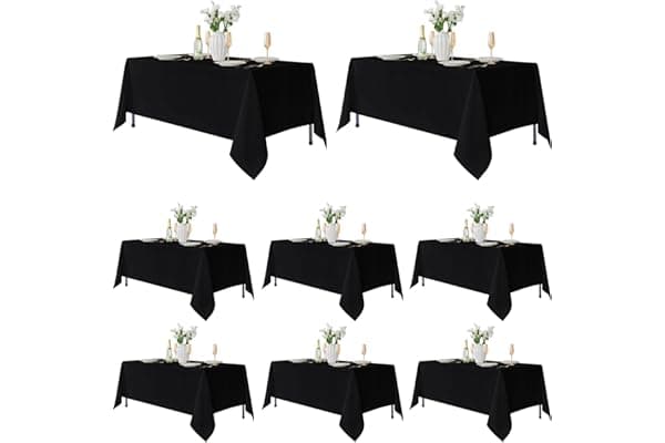 Fitable 8 Pack Rectangle Tablecloths: Stain Resistant Wrinkle Free Circle Table Clothes, Washable Reusable Polyester Table Covers for Wedding Party Birthday Banquet Reception(Black, 60x102 Inch)